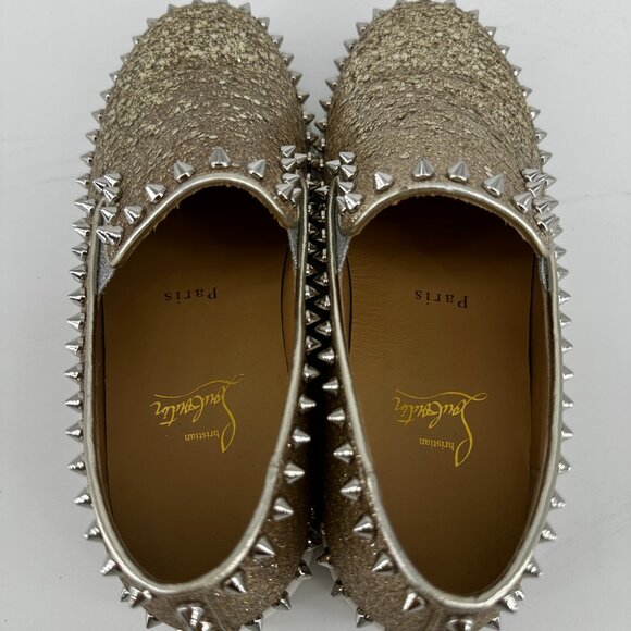 Louboutin Gold Pik Boat Flat - Size 38.5 - Picture 7 of 11